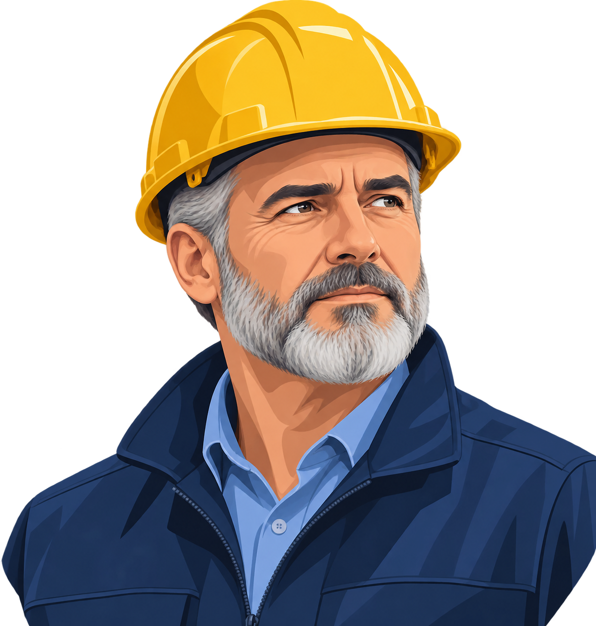 Illustration of a construction manager in a hard hat