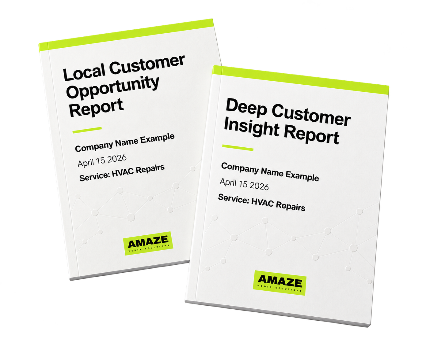 Example Local Customer Opportunity Report and Deep Customer Insight Report covers.